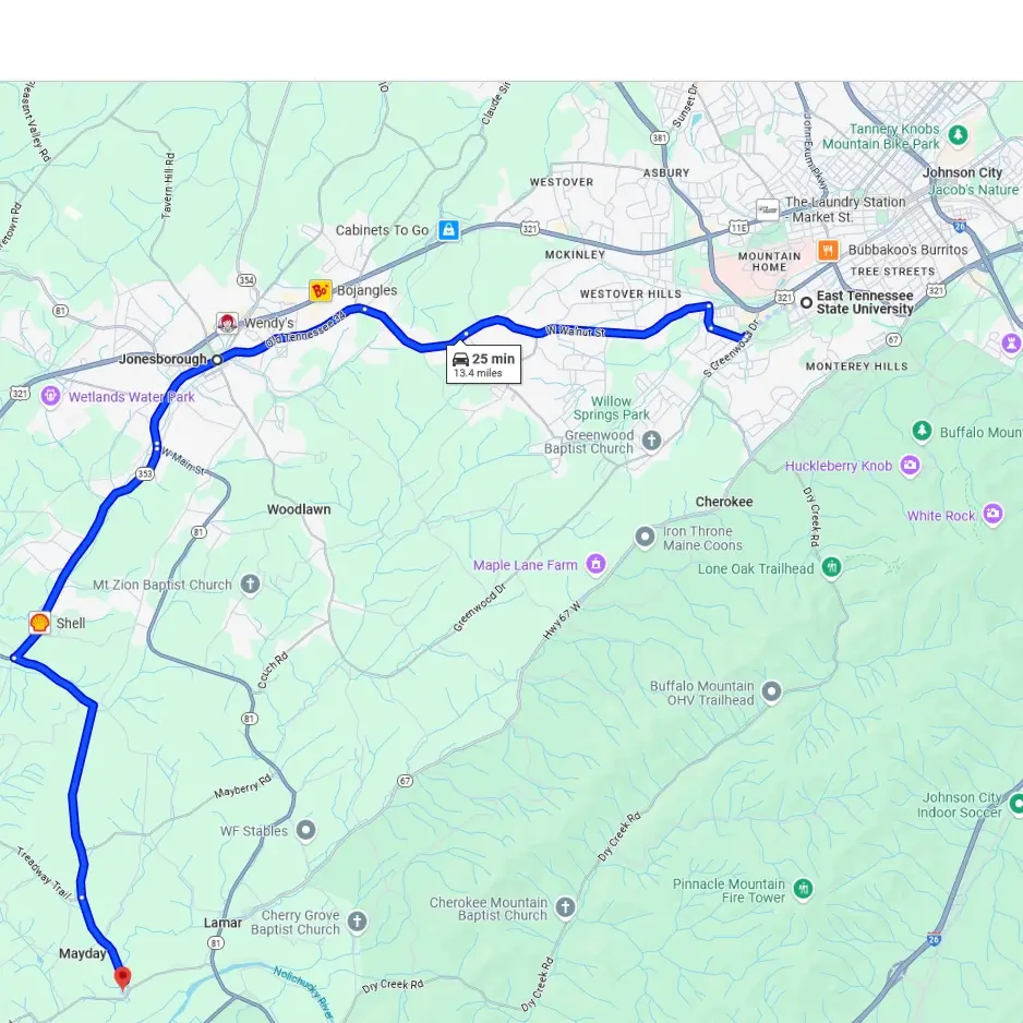 Directions to Cherokee Creek Farm Jonesborough TN
